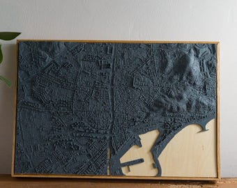 Málaga - Large 3D Model in Wooden Frame