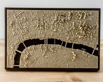 London City - 3D Printed Resin Model in Wooden Frame