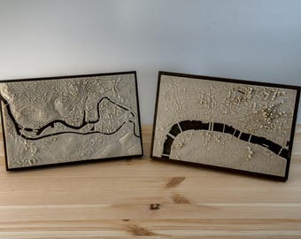 Custom City or Landscape Model - 3D Printed Resin Model in Wooden Frame