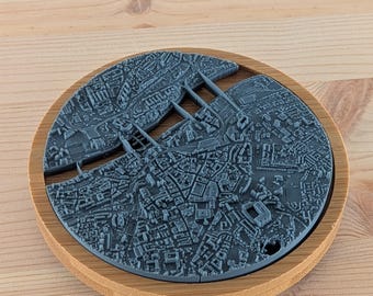 Newcastle - 3D Printed Resin Model in Wooden Frame