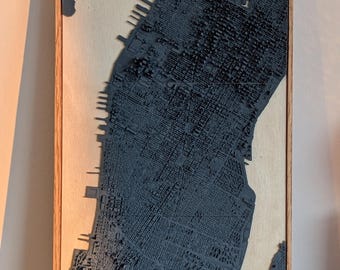 New York City, Manhattan - 3D Printed Resin Model in Bespoke Wood Frame