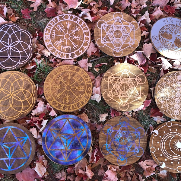 10 Inch Wooden Crystal Grids/ Alter Tools/ Wall Art
