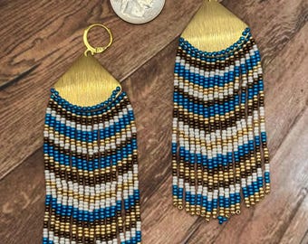 Hand Strung Bead Fringe Earrings