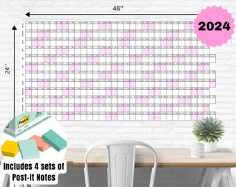 Giant 2024 Wall Calendar | Personalized | 2024 Wall Planner | Annual Planner | Yearly Planner | Monthly Planner | 2024 Year Planner (Pink)