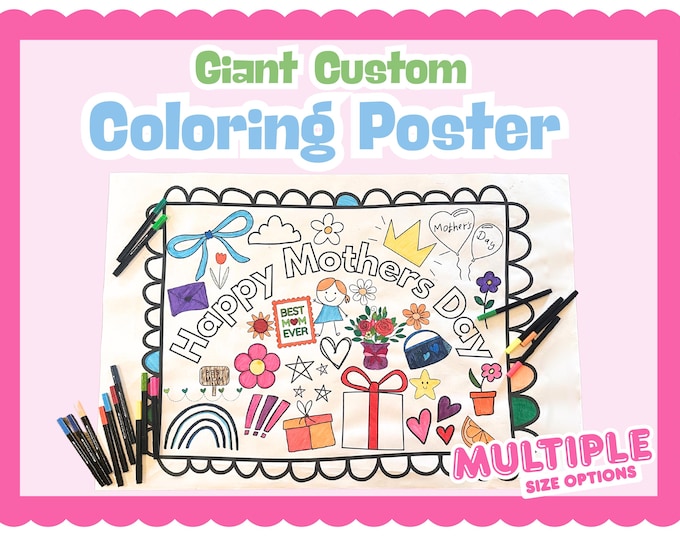 Giant Personalized Birthday Coloring Poster – Custom Doodles, Party Banner