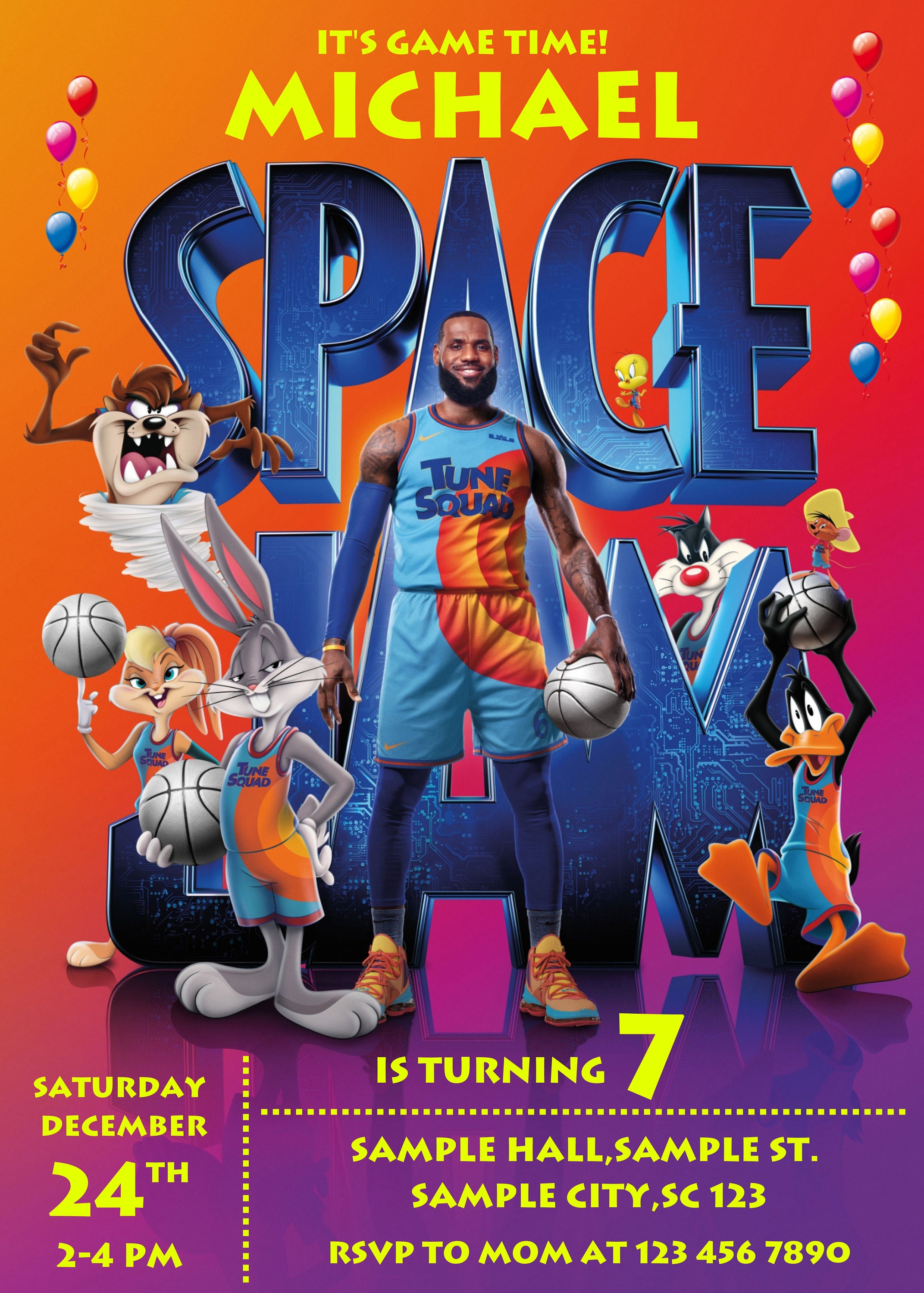 Space Jam Birthday Invitation Space Jam a New Legacy Space Etsy