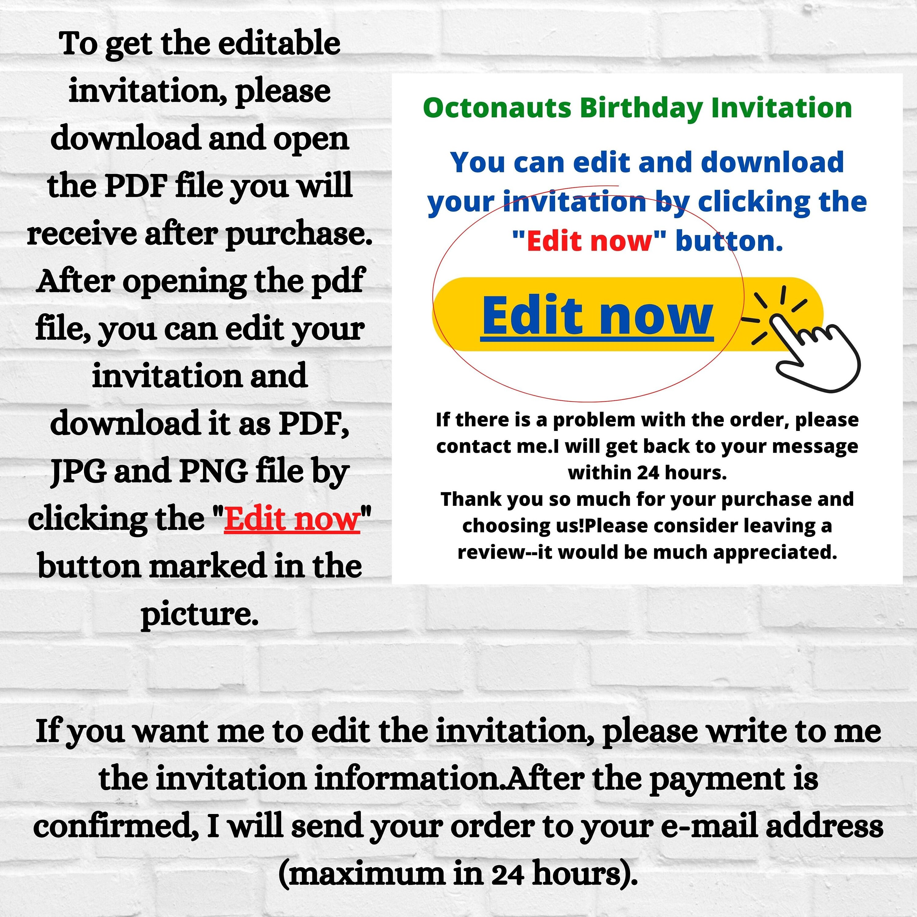 Editable Octonauts Invitation Octonauts Party Supplies Etsy Canada