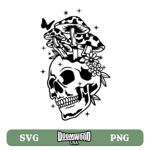 Crânio de cogumelo Svg Png Cogumelo Trippy Hippy Pagão Crânio Svg