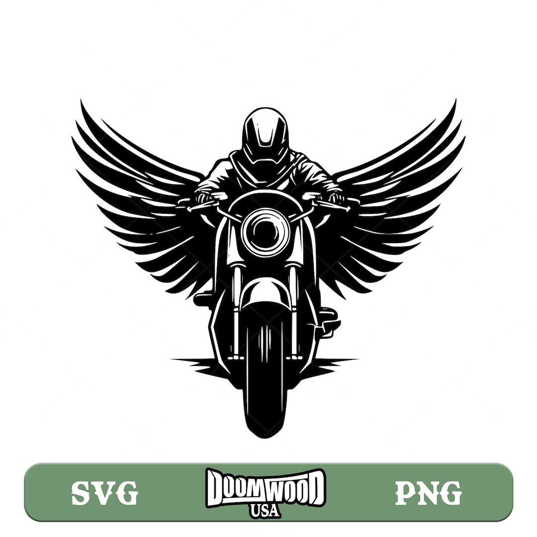 Motorcycle Rider With Wings Png Svg - Etsy
