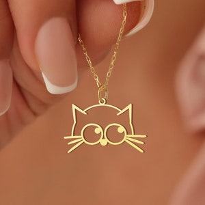 Cute Cat Necklace, Cute Kitty Necklace, Cat Necklace for Women, Kitty Jewelry, Cat Face Jewelry, Cat Mom Necklace, Gifts For Kids