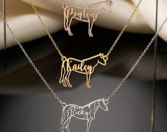 Horse Necklace, Horse Necklace for Woman, Horse Name Necklace, Personalized Horse Charm Necklace, Horse Memorial Necklace, Gift Horse Mom