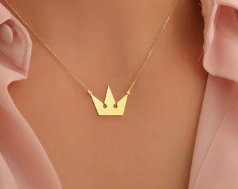 Crown Necklace,18K Gold Plated Dainty Queen Crown Necklace Sterling Silver, Cute Jewelry, Princess Crown Charm, Royal Jewelry, Gift For Her