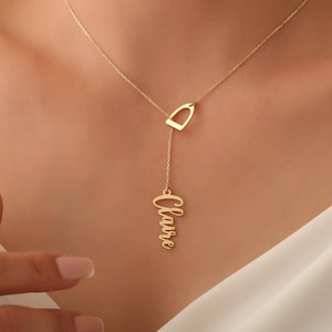 Stirrup Necklace, Personalized Stirrup Name Necklace, Double Stirrups Necklace, Equestrian Stirrup Necklace, Horse Lover Name Necklace
