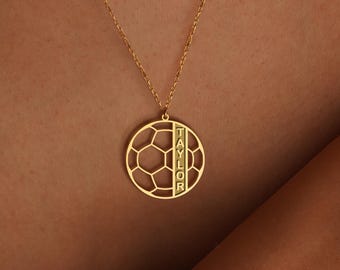 Custom Soccer Name Necklace • Personalized Sports Jewelry • Soccer Ball Pendant for Players, Teams & Coaches • Sports Lover Necklace