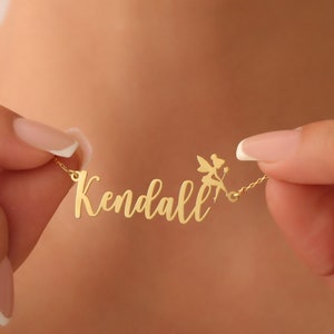 Personalized Fairy Necklace, Fairy Name Necklace, Fairy Charm Name Necklace, Custom Name Necklace, Fairy Jewelry, Name Jewelry for Her