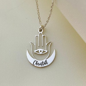 Hamsa Necklace, Sterling Silver Hamsa Pendant, Hamsa Charm, Protection Necklace, Spiritual Necklace, Good Luck Necklace, Evil Eye Necklace