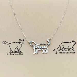 Cat Necklace, Cat Necklace with Name