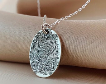 Sterling Silver Fingerprint Necklace - Personalized Necklace - Personalized Gift - Gift For Her - Fingerprint Jewelry - Gift For Mom