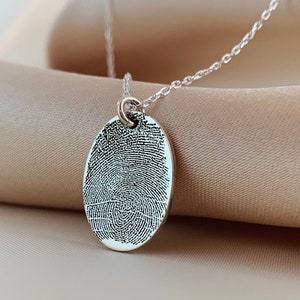 Sterling Silver Fingerprint Necklace - Personalized Necklace - Personalized Gift - Gift For Her - Fingerprint Jewelry - Gift For Mom