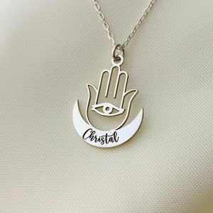 Hamsa Necklace, Silver Tiny Mini Hamsa Necklace