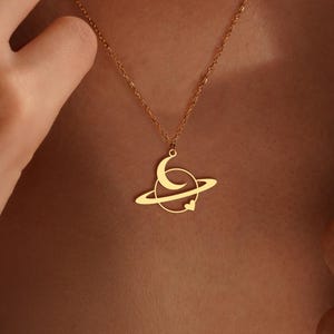 Moon and Saturn Necklace