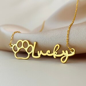 Paw Necklace with Name, Personalized Gift, Dog Necklace, Cat Name Necklace, Pet Name Necklace, Birthday Gift For Her, Pet Print, Paw necklace, Minimalist necklace, cat name necklace, necklace for women, pet necklace, pet lover, Memorial Gift