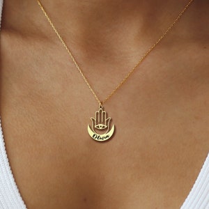 Custom Hamsa Necklace, Hand of Hamsa Necklace