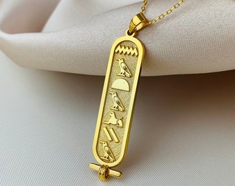 Cartouche Egyptian Hieroglyphic Name Necklace 925 Sterling Silver - Personalized Necklace - Custom Name Jewellery - Personalized Gift