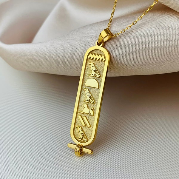 Cartouche Egyptian Hieroglyphic Name Necklace 925 Sterling Silver - Personalized Necklace - Custom Name Jewellery - Personalized Gift