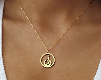 Fire Elements Symbol Charm Necklace, Four Elements Symbol Pendant, Earth Air Water Fire Four Elements Zodiac Necklace, Minimalist Necklace