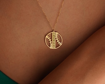Softball Necklace, Personalized Sports Jewelry, Custom Softball Pendant With Name, Unique Gift For Softball Players, Softball Lover Jewelry