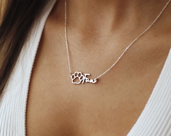 Pfote Name Halskette - Haustier Gedenkgeschenk - Hunde Name Halskette - Katze Name Halskette - Haustier Name Halskette - personalisiertes Geschenk, Geburtstagsgeschenk für sie