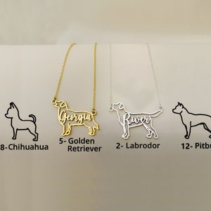 Custom Dog Necklace with Name - Dog Silhouette Necklace - Dog Breed Necklace - Personalized Pet Necklace - Gift - Animal Pet Memorial Gift