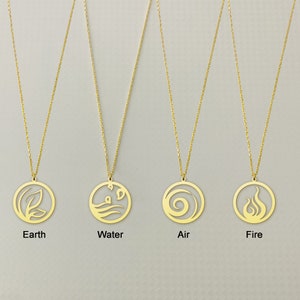 Earth Water Air Fire Four Elements Symbol Necklace, Four Elements Necklace, Silver Element Jewelry, 4 Element Charms