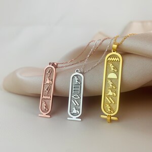 Cartouche Egyptian Hieroglyphic Name Necklace 925 Sterling Silver, Personalised Necklace, Custom Name Jewellery, Personalised Gift