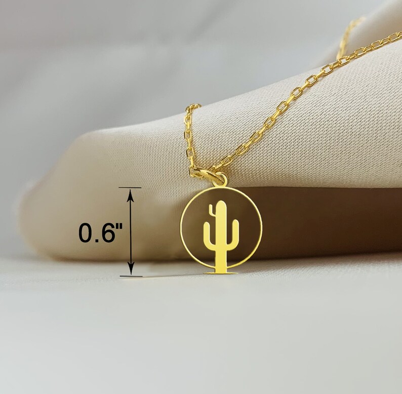 Gold Cactus Necklace, Silver Cactus Charm Necklace, Desert Jewelry, Desert Vibes Cactus Necklace, Minimalist Design Necklace, Gift for Her image 5