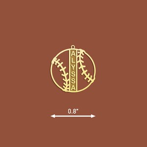 May include: Gold-coloured baseball charm with the name "ALYSSA" spelled vertically down the centre. The charm is 0.8 inches in diameter.