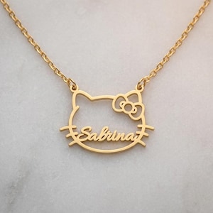 Kitty Name Halskette, süße Kitty Halskette, süße Kitty Katze Name Anhänger, Kitty Gold Halskette, Kitty Schmuck, Kitty Anhänger, Kitty Geschenke für Kinder Bild 5