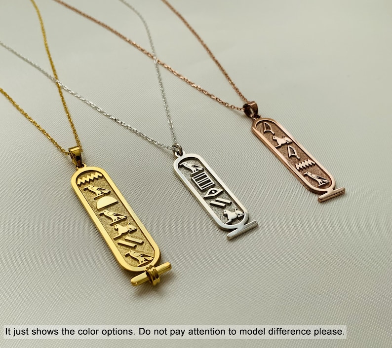 Ancient Egyptian Hieroglyphic Name Necklace 925 Sterling Silver Color Options