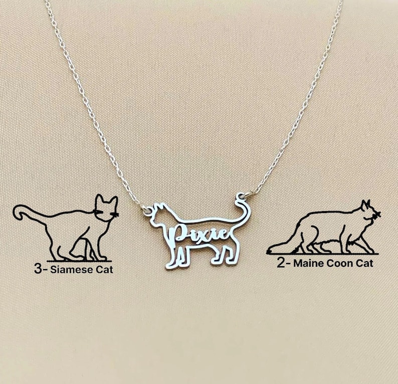Cat Necklace, Cat Necklace with Name
