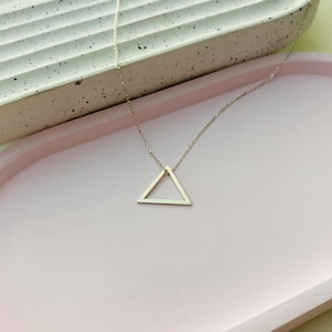 Triangle Necklace, 925 Sterling Silver Triangle Necklace, 14K Gold Triangle Necklace, Minimalist Triangle Necklace, Geometric Pendant image 5