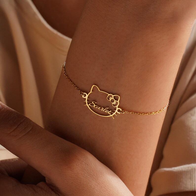 Kitty Name Halskette, süße Kitty Halskette, süße Kitty Katze Name Anhänger, Kitty Gold Halskette, Kitty Schmuck, Kitty Anhänger, Kitty Geschenke für Kinder Bild 9