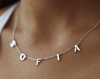 Spaced Letter Necklace, Handmade Custom Letter Necklace, Dainty Name Necklace, Personalized Initial Name Jewelry, Personalized Name Jewelry