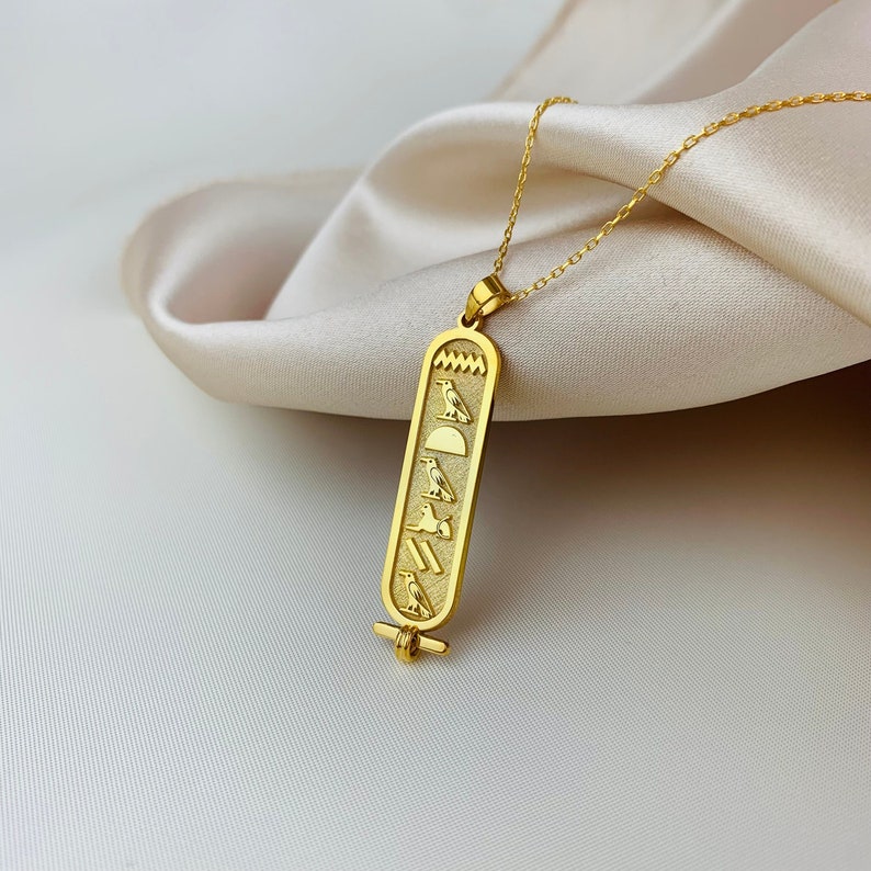 Cartouche Egyptian Hieroglyphic Name Necklace 925 Sterling Silver - Personalized Necklace - Custom Egypt Name Jewellery - Egyptian gift for her mom