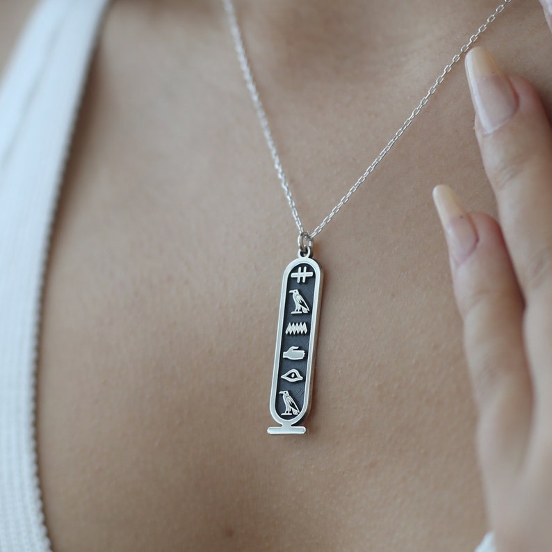 Ancient Egyptian Hieroglyphic Name Necklace 925 Sterling Silver, Personalised Necklace , Custom Name Jewellery , Personalised Gift