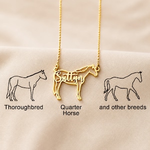Personalized Horse Name Necklace, Sterling Silver Equine Jewelry, Memorial Gift for Horse Girl