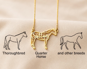 Personalized Horse Name Necklace, Sterling Silver Equine Jewelry, Memorial Gift for Horse Girl
