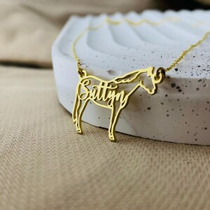 Horse Necklace, Horse Necklace for Woman, Horse Name Necklace, Personalized Horse Charm Necklace, Horse Memorial Necklace, Gift Horse Mom image 5