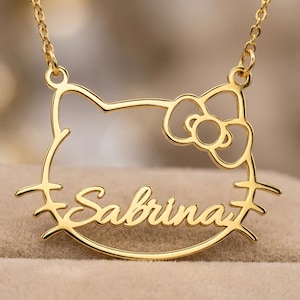 Personalized Kitty Name Necklace, Sterling Silver Dainty Kitty Jewelry