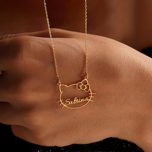 Kitty Name Halskette, süße Kitty Halskette, süße Kitty Katze Name Anhänger, Kitty Gold Halskette, Kitty Schmuck, Kitty Anhänger, Kitty Geschenke für Kinder Bild 6